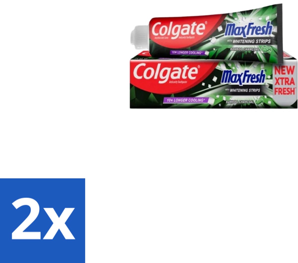 2 x Colgate – Tandpasta – MaxFresh Whitening Bamboo Charcoal – 100 ml - Tandpasta - Witte Tanden - Ademverfrissend - Bamboe Houtskool - Mondverzorging