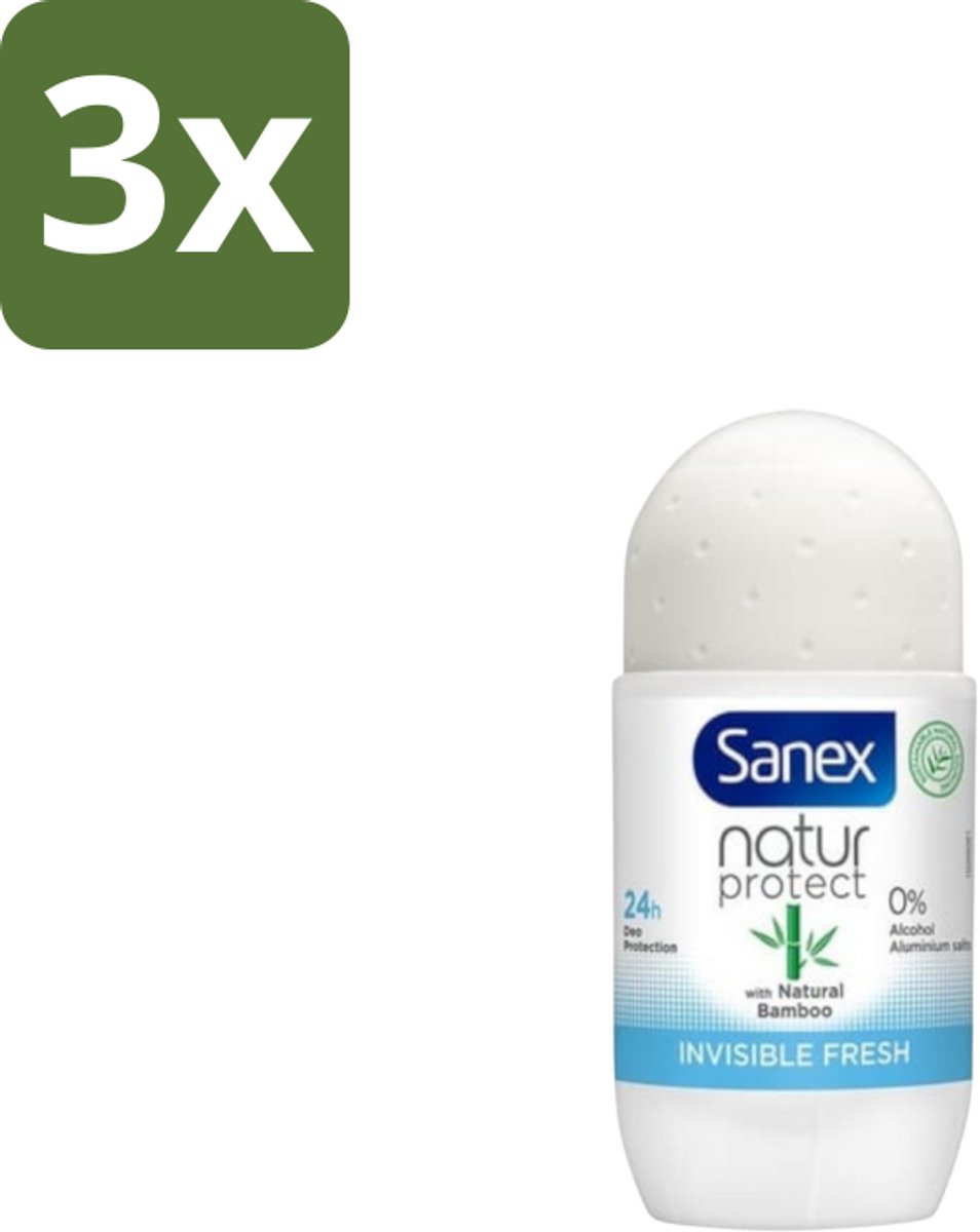 3 x Sanex – Deo Roll-on – Bamboo Invisible Fresh – 50 ml - Bamboo Deodorant - Onzichtbare Deodorant - Deodorant Roll-on - Frisheid - Kledingbescherming
