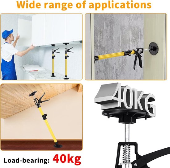 Set van 2 Plafondsteunen, Verstelbare Steunbalk, Telescopische Ondersteuning, Ideaal voor Huishoudelijk Gebruik, Eenvoudige Montage, Veelzijdige Toepassingen, Verstelbare Lengte en Hoek (50-115 cm) — afbeelding 3