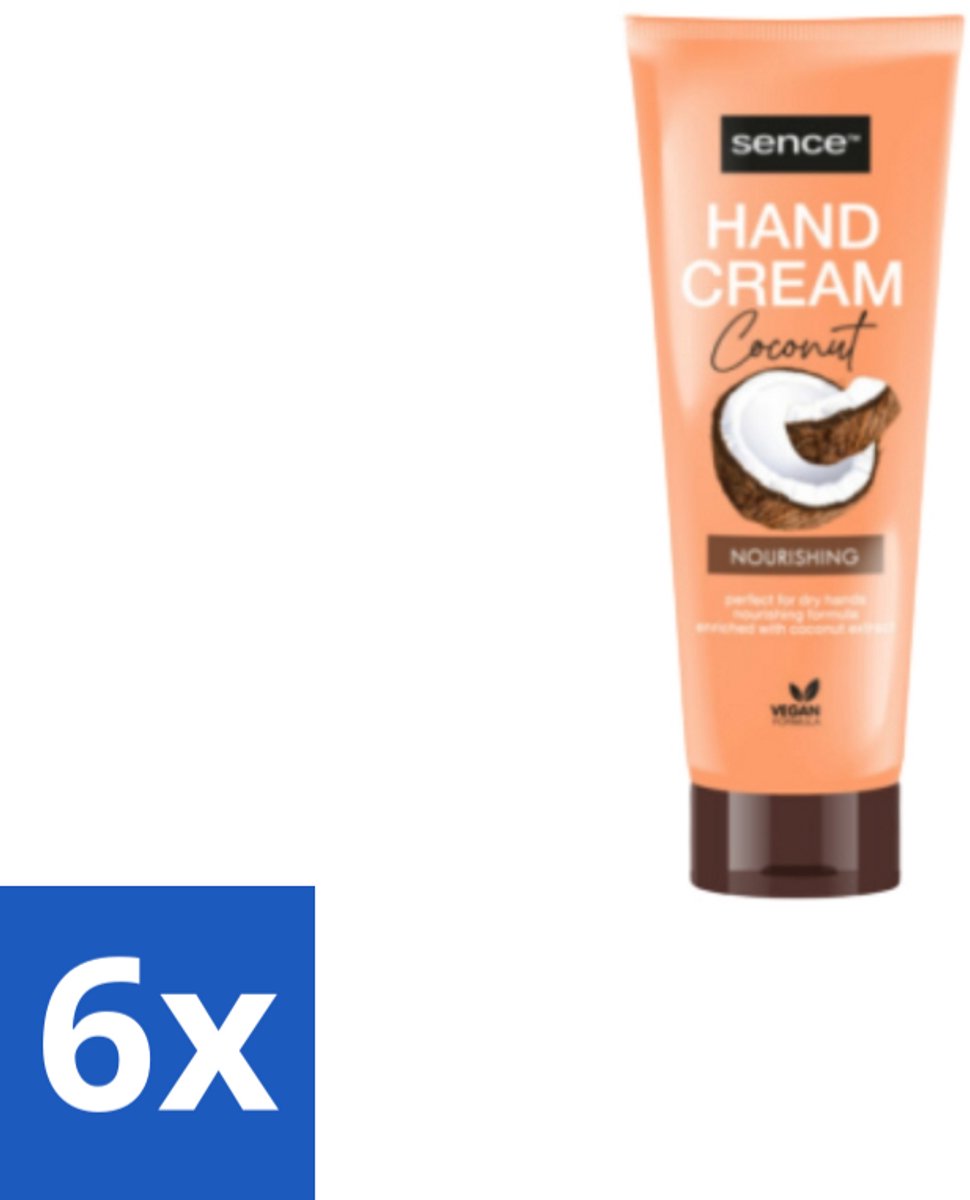 6 x Sence – Handcrème – Coconut Nourishing – 75 ml - Handcrème - Kokosolie - Droge Handen - Hydratatie - Handen Verzorgen