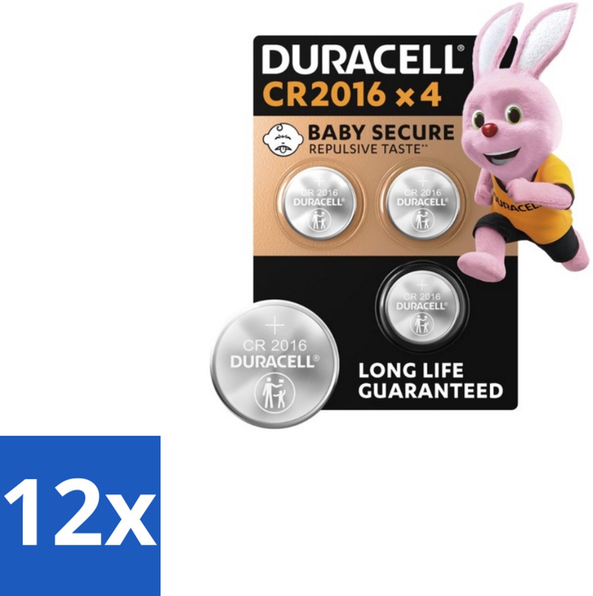 12 x Duracell Knoopcelbatterijen 2016 4 stuks per verpakking - Knoopcelbatterijen - Lithiumbatterijen - Babyveilig - Kindveilig - CR2016