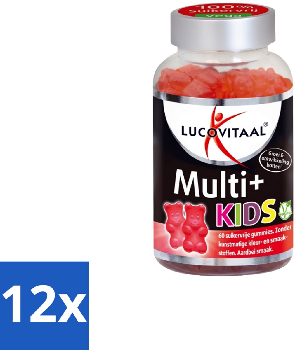 12 x Lucovitaal Vitamine Gummies Multi+ Kids 60 gummies - Multivitamine Voor Kinderen - Vitamine C Voor Kinderen - Vitamine D Voor Kinderen - Vitamine B12 Voor Kinderen - Suikervrije Gummies