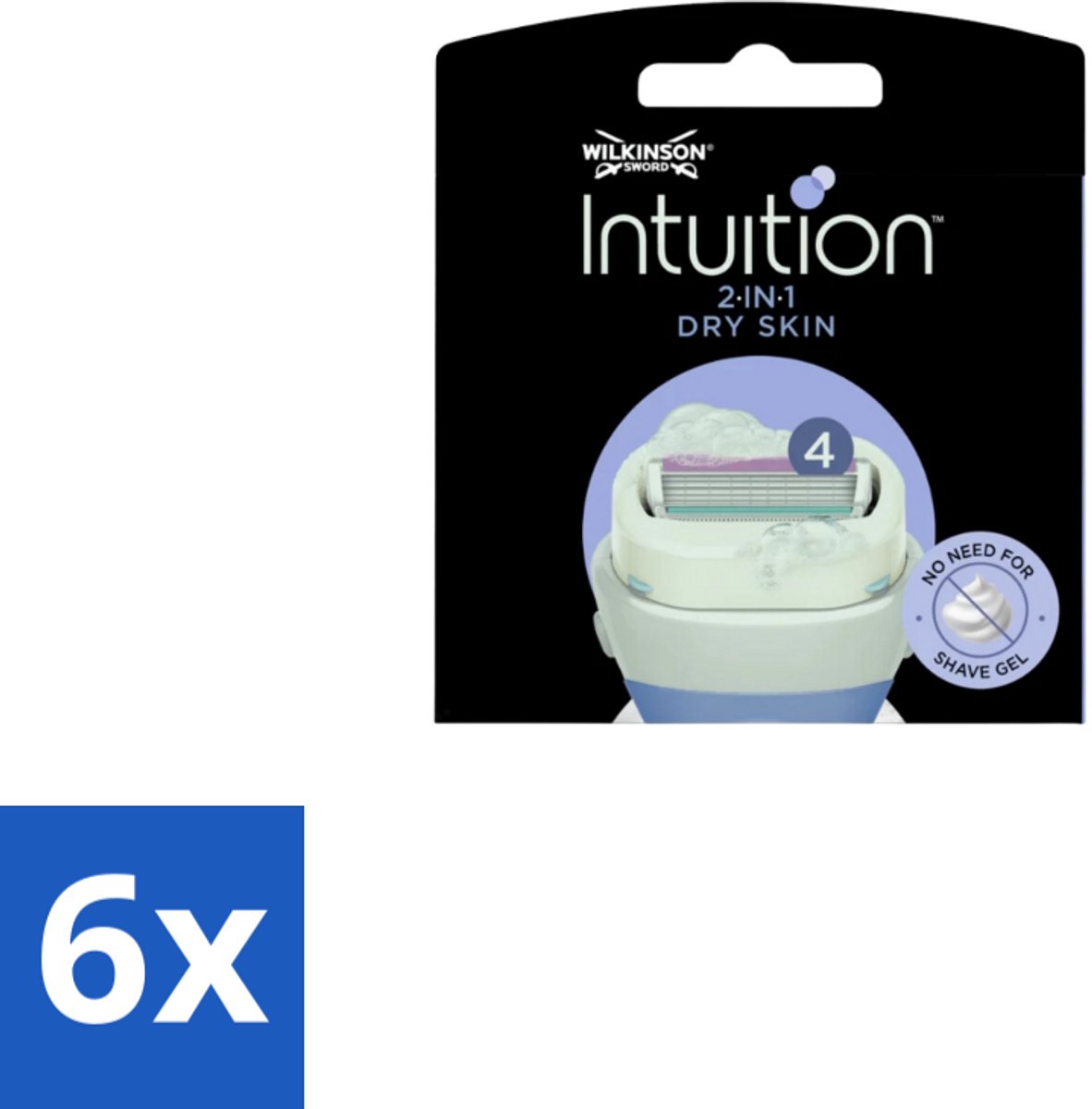 6 x Wilkinson Intuition 2 in 1 Navulmesjes Dry Skin 3 stuks per verpakking - Scheermesje Droge Huid - Kokosmelk Scheermesje - Amandelolie Scheermesje - Scheermesje Met Verzorging - Scheermesje Voor Gevoelige Huid