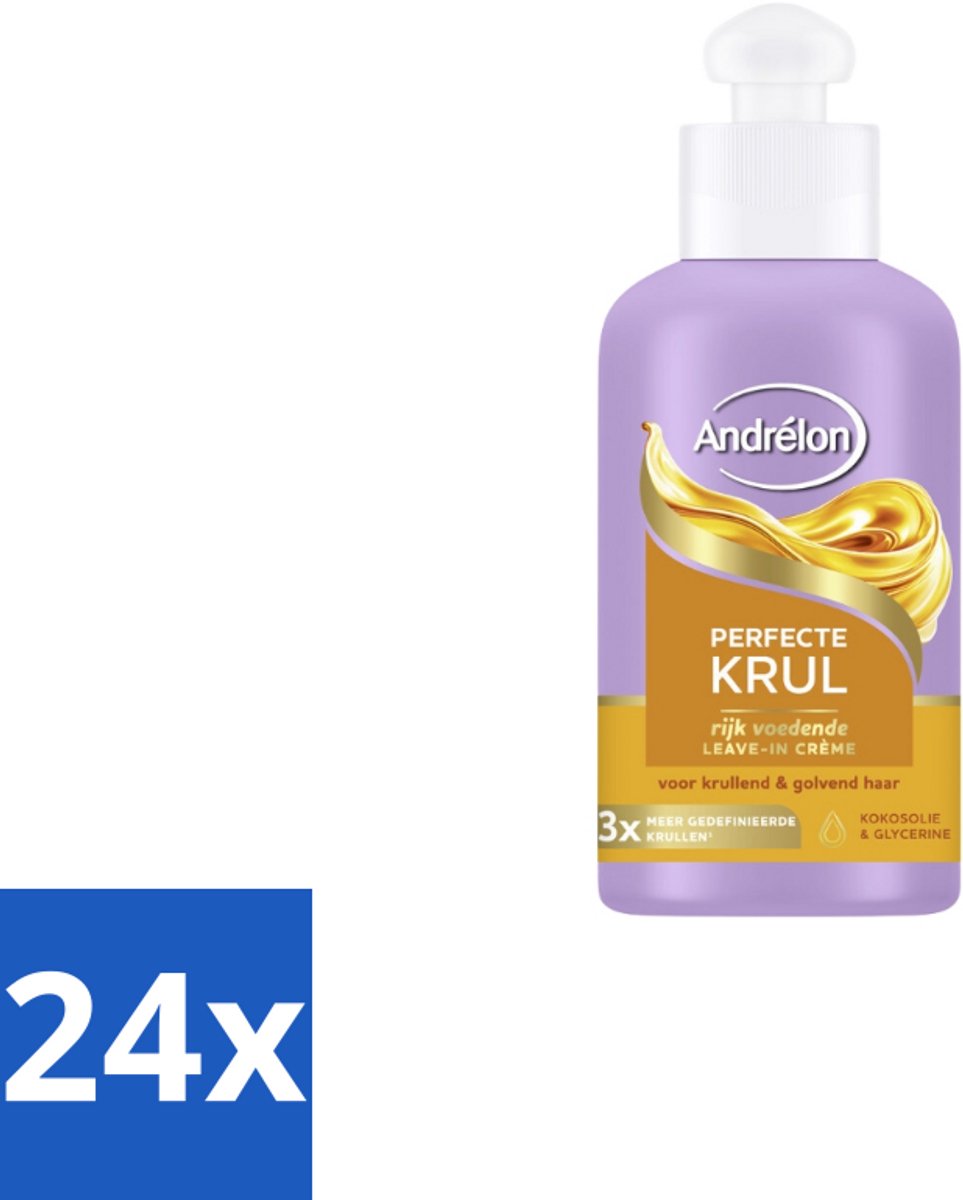 24 x Andrélon – Leave-In Crème – Perfecte Krul – 200 ml - Krullen Verzorgen - Krullen Definiëren - Krullen Voeden - Krullen Hyderaten - Krullen Pluis Verminderen