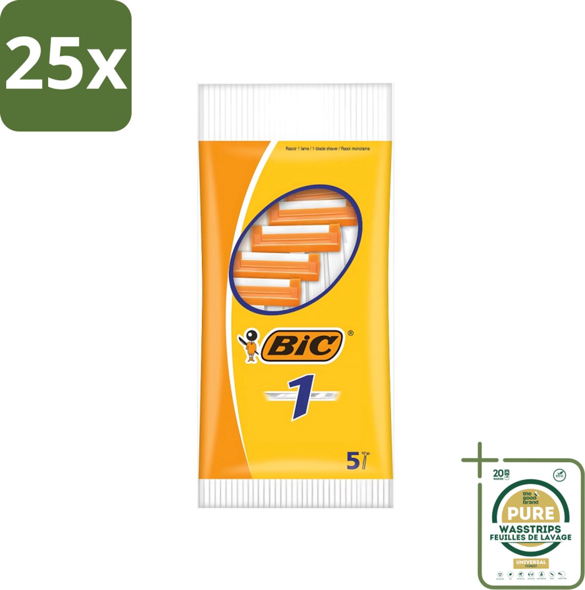 25 x Bic - Scheermesjes - Enkel Mesje - Wegwerpmesjes - 5 Scheermesjes - Grootverpakking - Scheermesje - Wegwerpmesje - Enkel Mesje - Roestvrij Staal Mesje - Chroomcoating