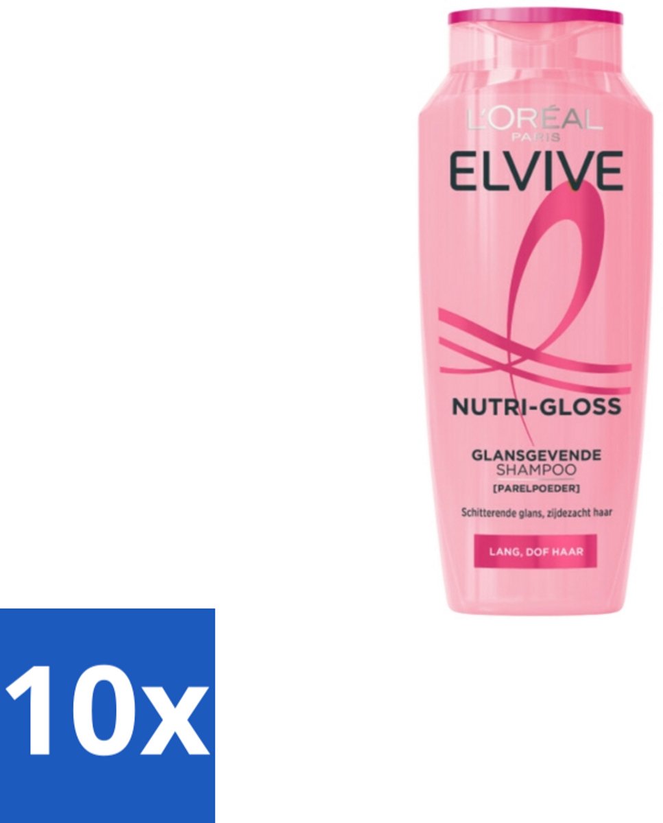 10 x L’Oréal Paris Elvive – Conditioner – Nutri Gloss – 200 ml - Glans - Lang Haar - Dof Haar - Parelpoeder - Zijdezacht Haar