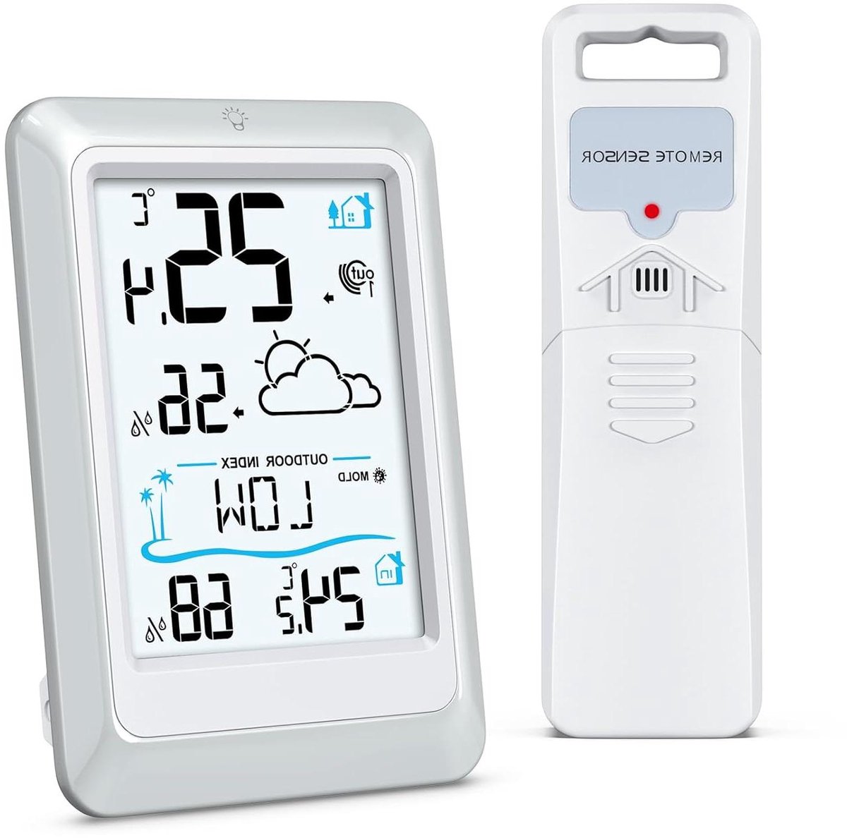 Draadloos Weerstation - Buiten Sensor - Weer Monitoren - Grote Weersvoorspelling - 14.6 cm - Zwart