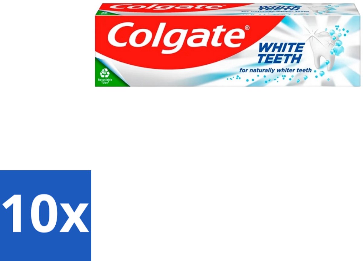 10 x Colgate – Tandpasta – White Teeth – 75 ml - Tandpasta - Witte Tanden - Wittere Tanden - Tanden Reinigen - Tandenborstel