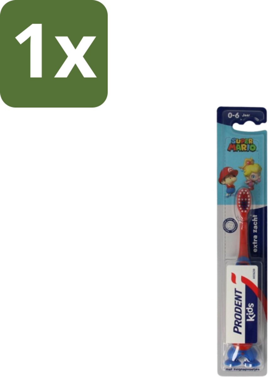 1 x Prodent – Tandenborstel – Super Mario – 0–6 jaar - Tandenborstel Kinderen 0-6 Jaar - Super Mario Tandenborstel - Tandenpoetsen Kinderen - Gezonde Tandenborstel - Kindertandenborstel
