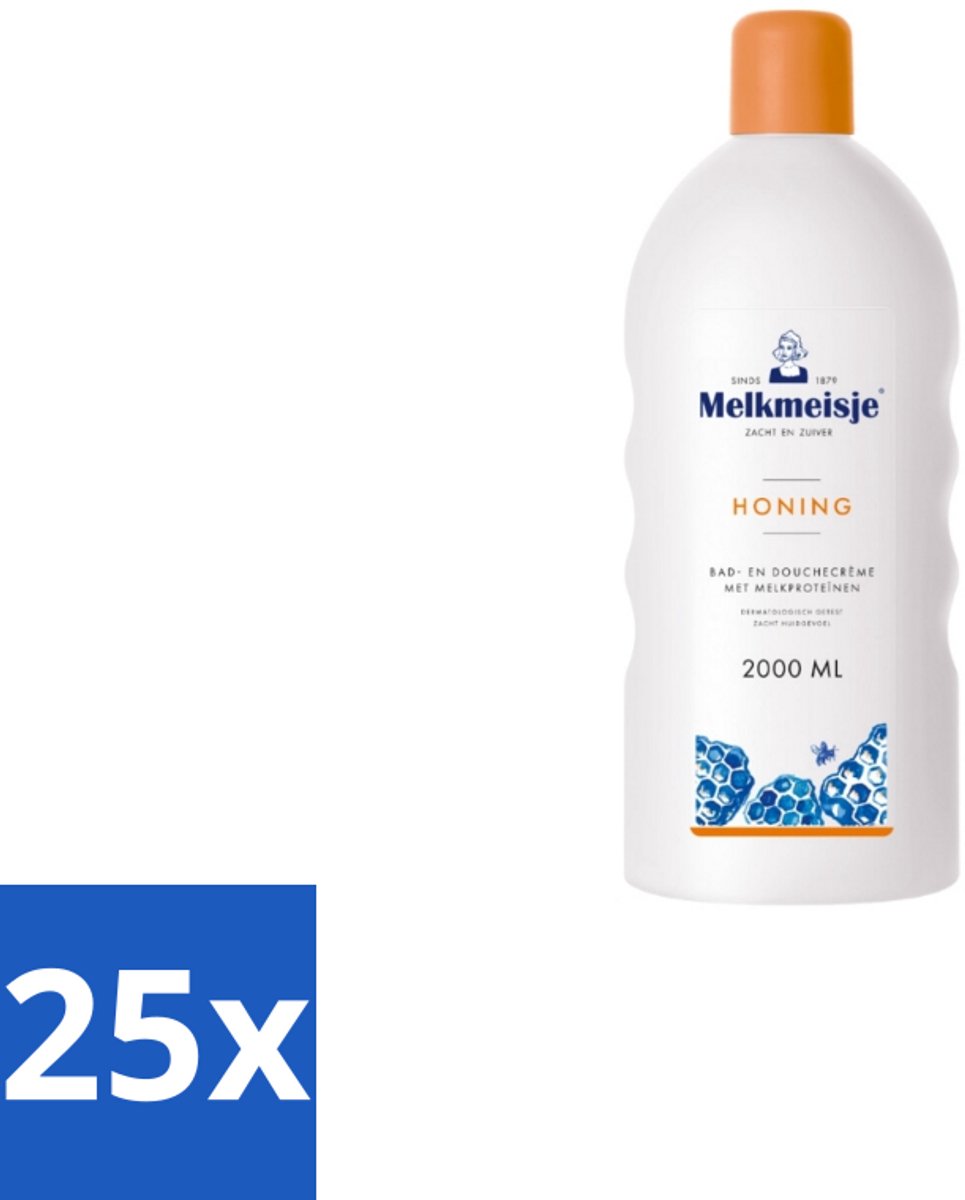 Melkmeisje Bad en Douche Crème Honing 2000 ml - Bulkverpakking - 25 stuks