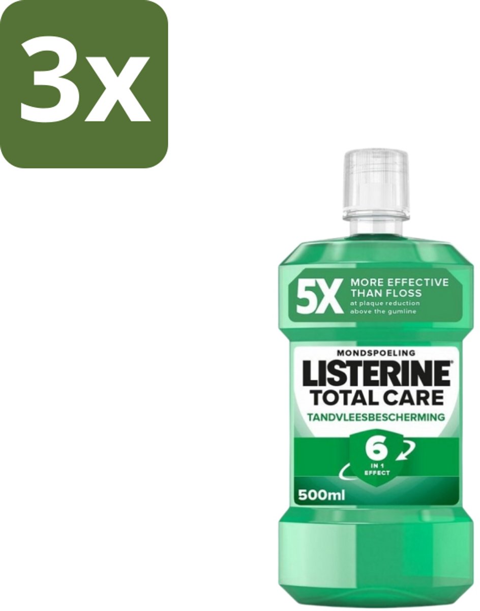 Listerine – Mondwater – Total Care Tandvleesbescherming – 500 ml - Bulkverpakking - 3 stuks