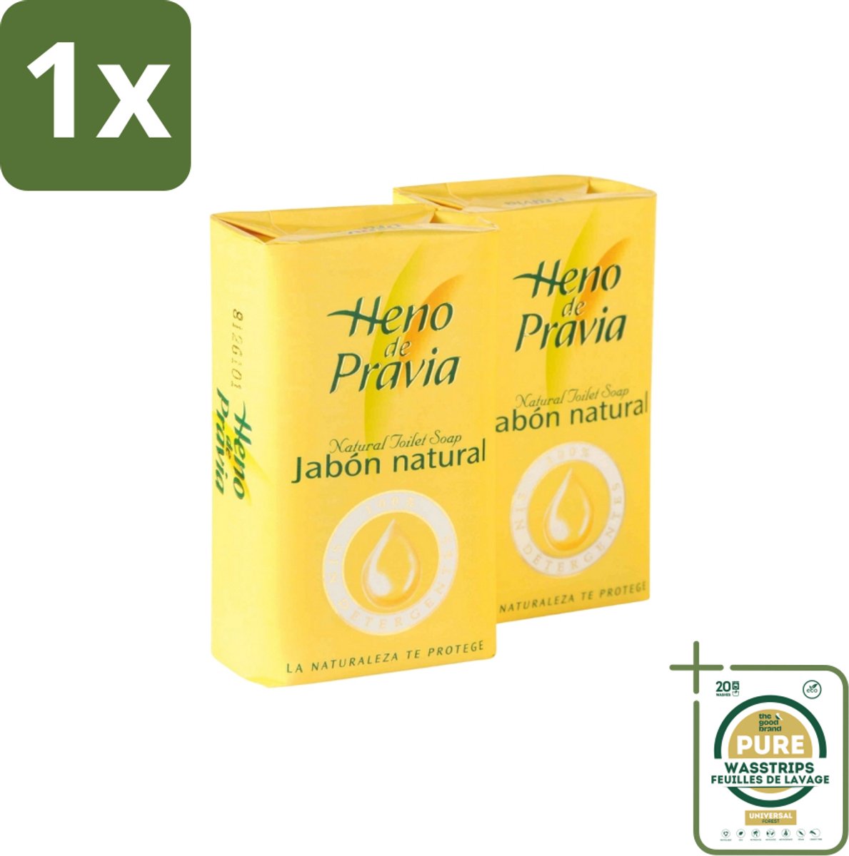 1 x Heno – Zeep – Traditioneel – 115 g- Heno De Pravia Zeep - Spaanse Geur - Natuurlijke Zeep - Harde Zeeptablet - Zeep Met Grasgeur