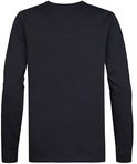Achterkant van een effen donkerblauw Petrol Industries longsleeve T-shirt.