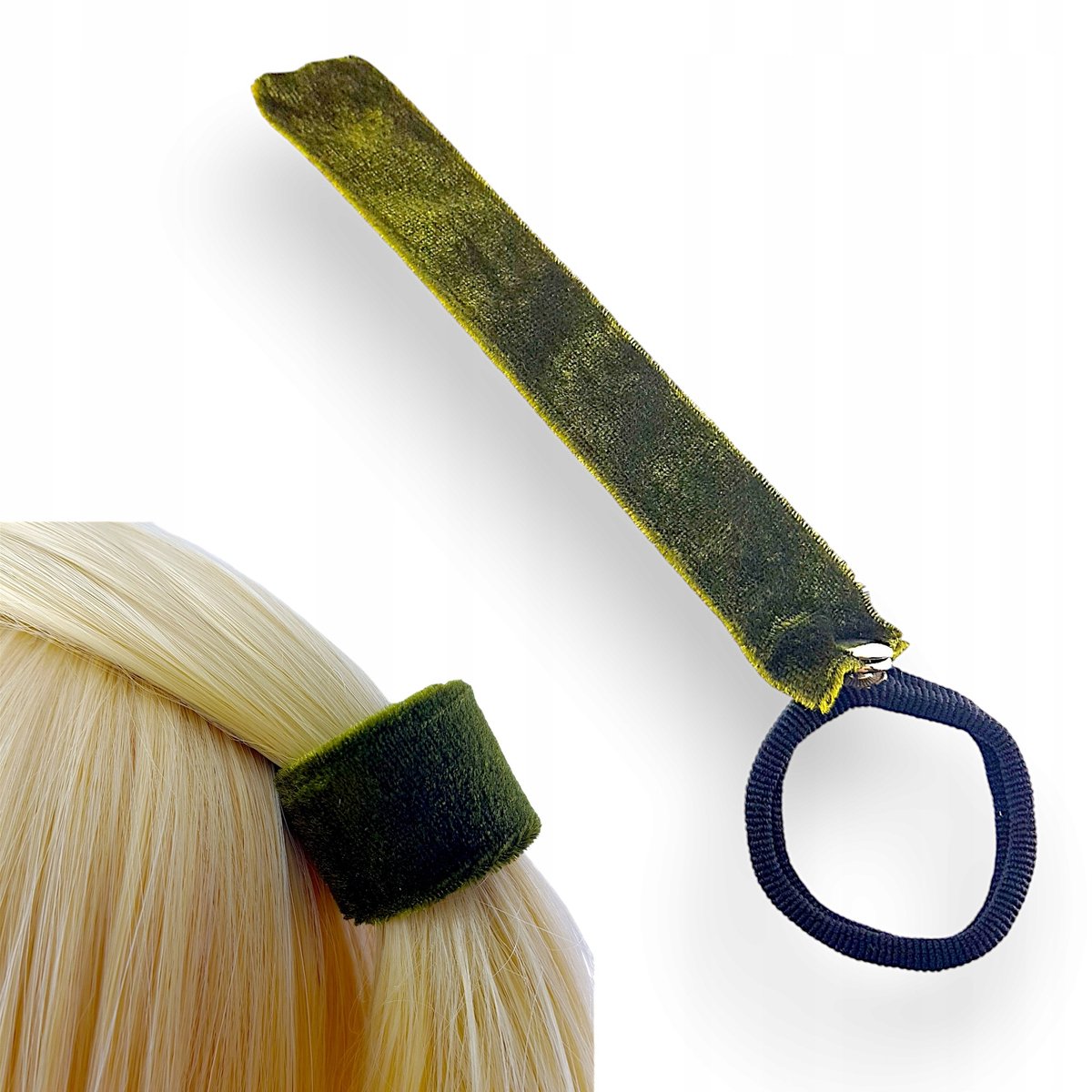 Hairagami Paardenstaart Elastiek met Cover - Groen