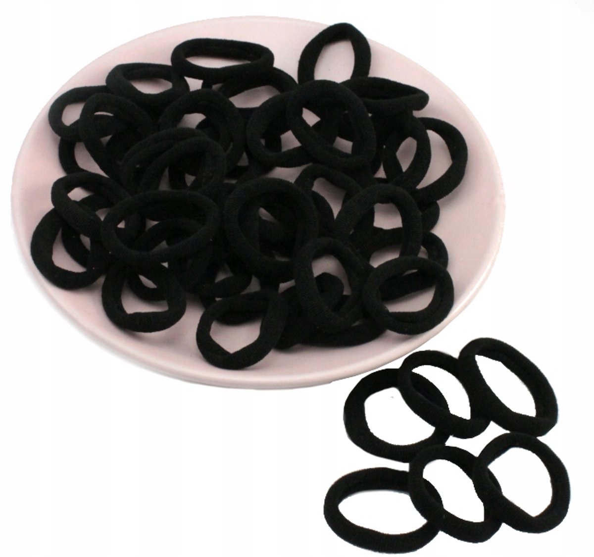 50 zwarte elastische haarelastiekjes Lycra 3 cm