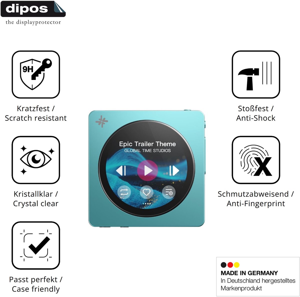 dipos – 2x Pantserfolie geschikt voor FiiO DISC | 9H Screenprotector