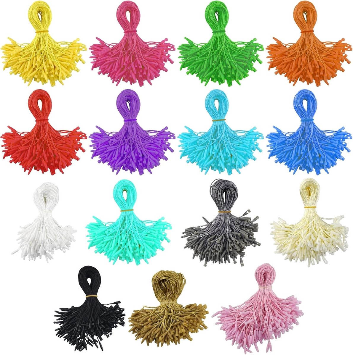 1500 Stuks 8" Hangtags met Nylon Snap Lock en Haaksluiting voor Kleding, Prijslabels en Bagagelabels in 15 Kleuren