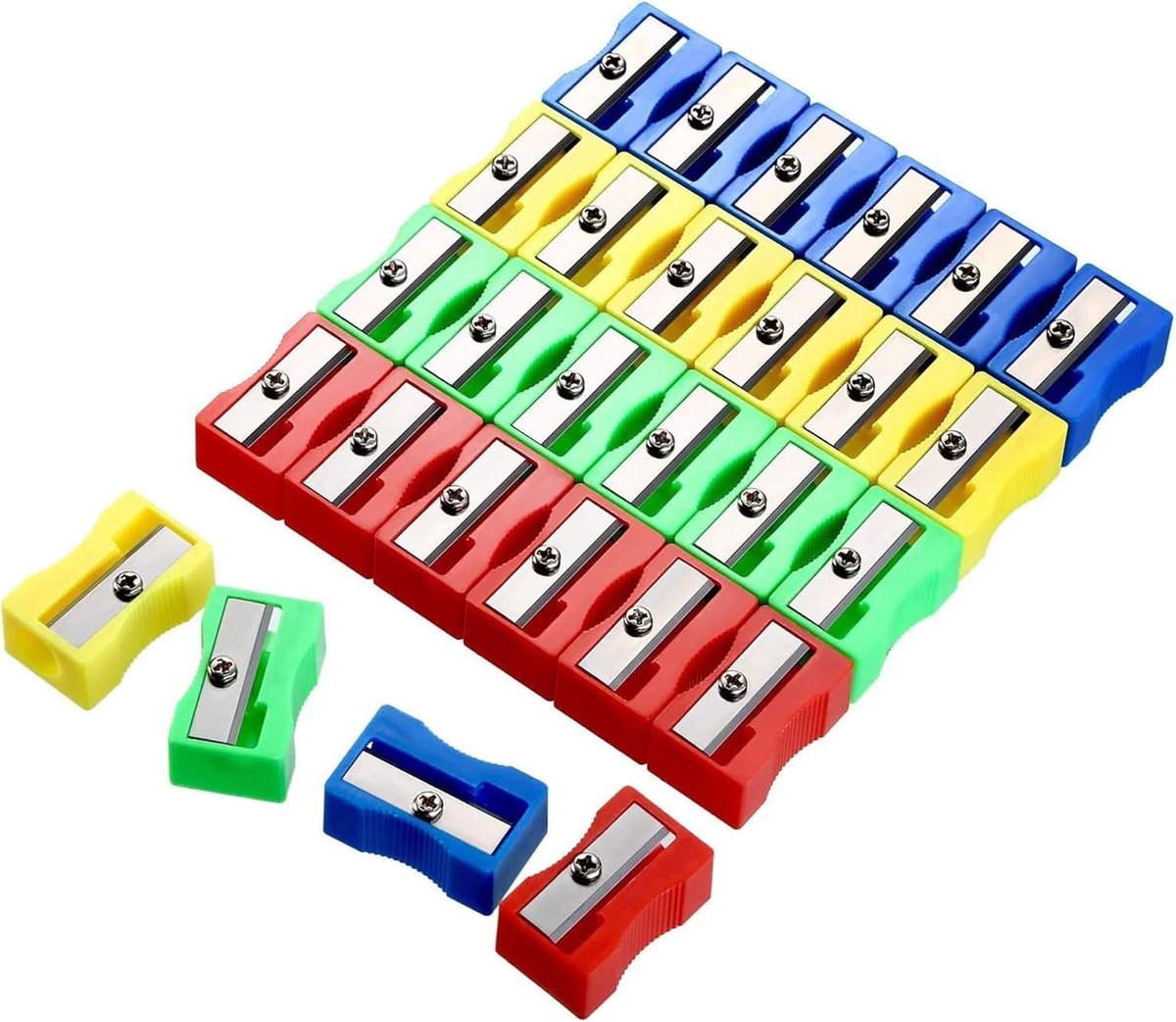 Mini Metalen Puntenslijpers - 50 Stuks Handheld Dubbel Slijpen voor Volwassen Potloden, Ideaal voor School en Kantoorgebruik