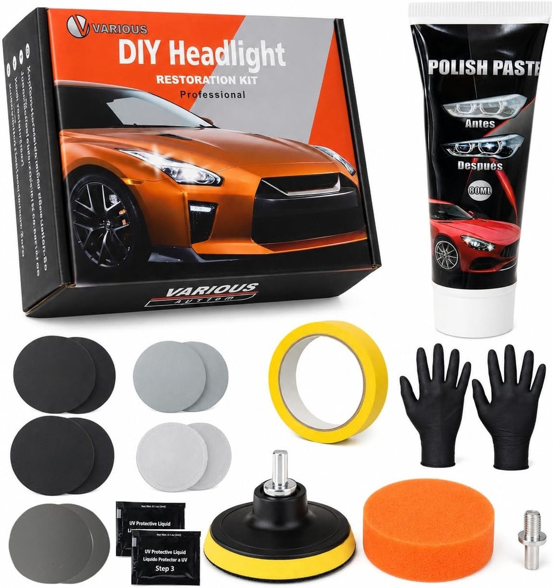 Auto Koplamp Restauratie Kit - Kit de restauration - - Herstelset voor Troebele Koplampen - Voor Auto's