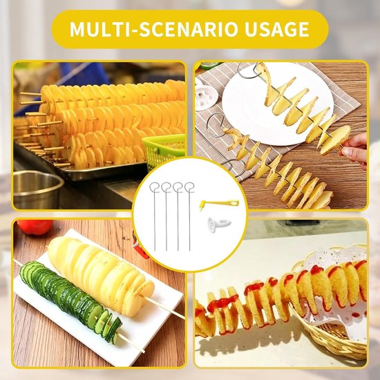 12-delige spiraalsnijder set voor creatieve snacks, barbecues en familiediners met roestvrijstalen messen en handgrepen — afbeelding 3