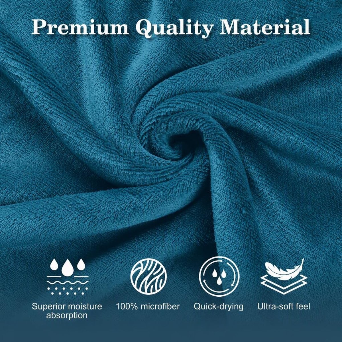 Badhanddoek - Pauwblauw - 100 x 200 cm - Extra Grote Microvezel Handdoek - Voor Thuis en Sport