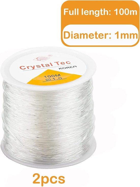 Elastisch Koord voor Armbanden - Transparant - 1,0 mm - Elastische Sieradendraad - Voor Sieraden en Knutselwerk — afbeelding 2