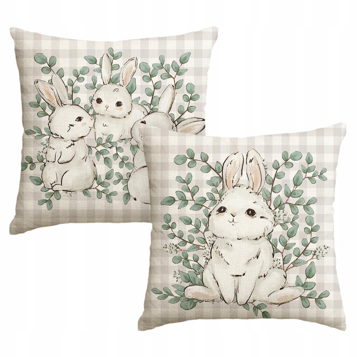 Paas Kussenhoezen Set van 2 - 45x45 cm - Konijnen Decoratie