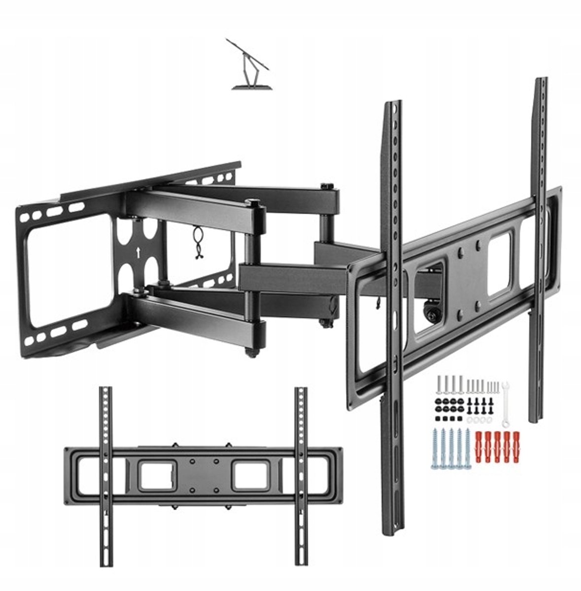 Draaibare TV-muurbeugel voor 65" schermen, 50kg belastbaar