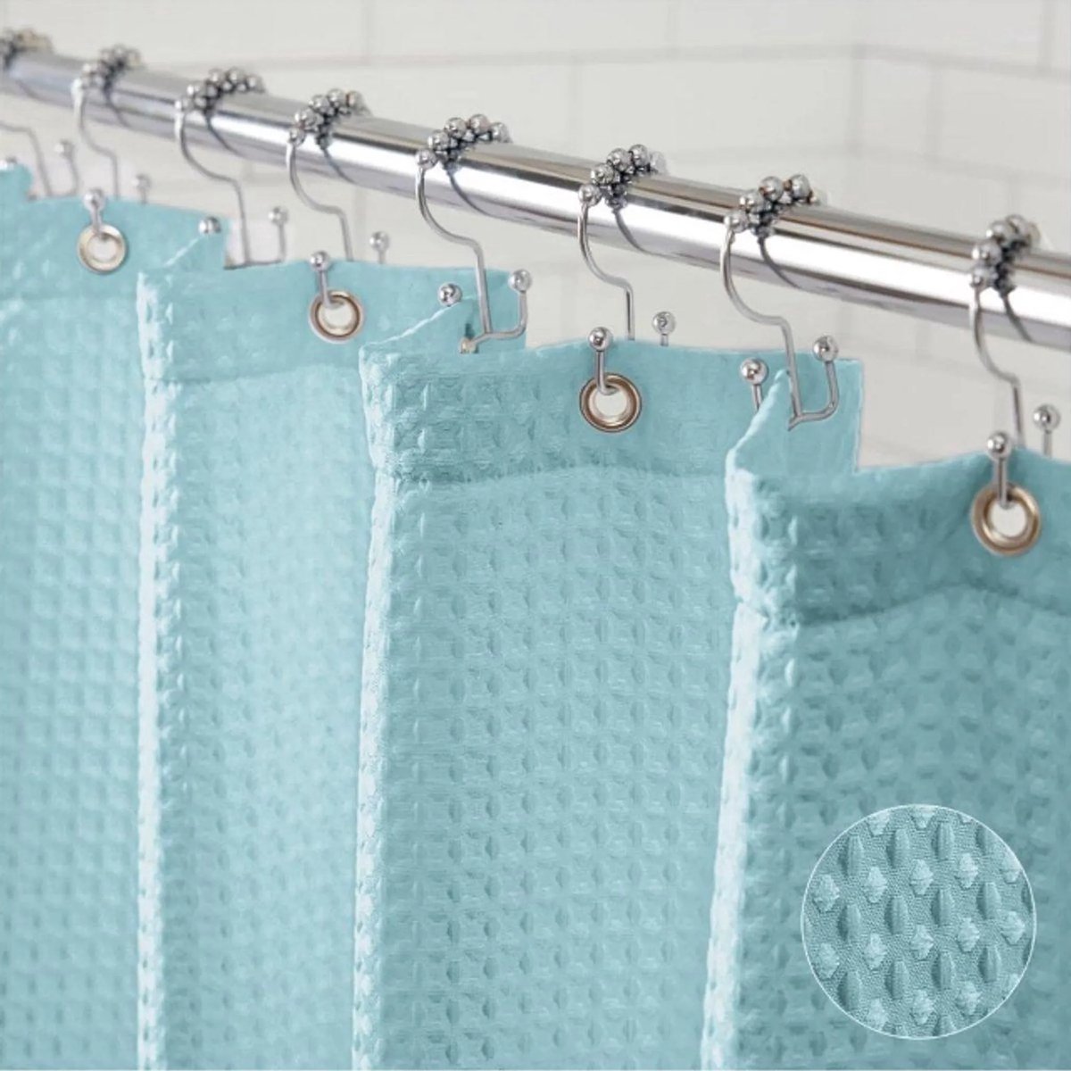 casalora® - Douchegordijn - 12 stevige ringen - meteen klaar voor gebruik - Polyester douchegordijn - Waterdicht - Wasbaar 180x200 cm - Turkoois