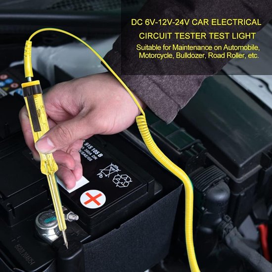 Diagnosetool voor elektrische circuits, DC 6V, 12V, 24V, met kabelspoel en testlamp voor eenvoudig gebruik — afbeelding 4