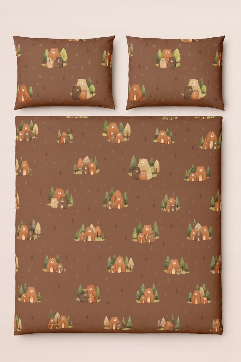 Leuke katoenen beddengoed set met berenfamilie - 160x200 cm