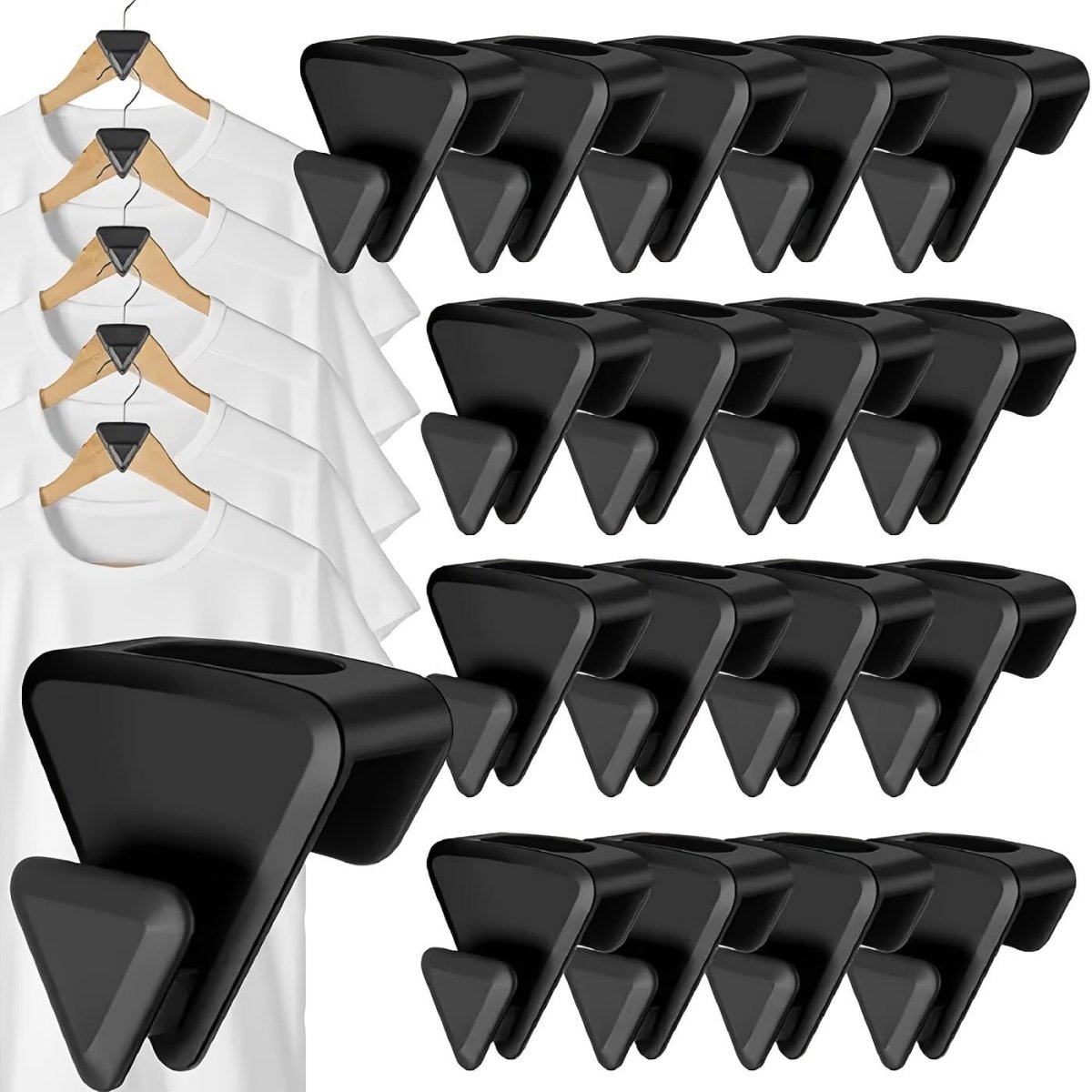 longziming - Kledinghanger Verbindingshaken 18 Stuks - Ruimtebesparende Hangerhaken - Kledingkast Organizer - Verticale Kledingopslag - Zwart