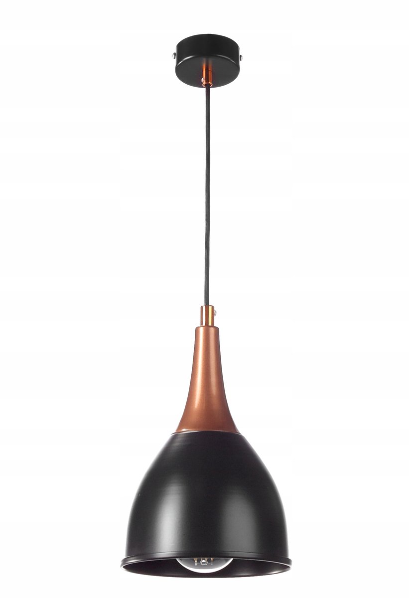 Industriële Hanglamp Metaal E27 - Zwart met Koper of Wit met Koper