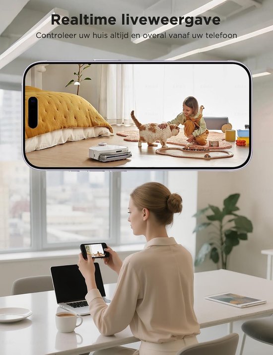 Binnen Beveiligingscamera - Woning Camera - Huis Bewaken - Tweewegs Audio - 3 Megapixel - Wit — afbeelding 3