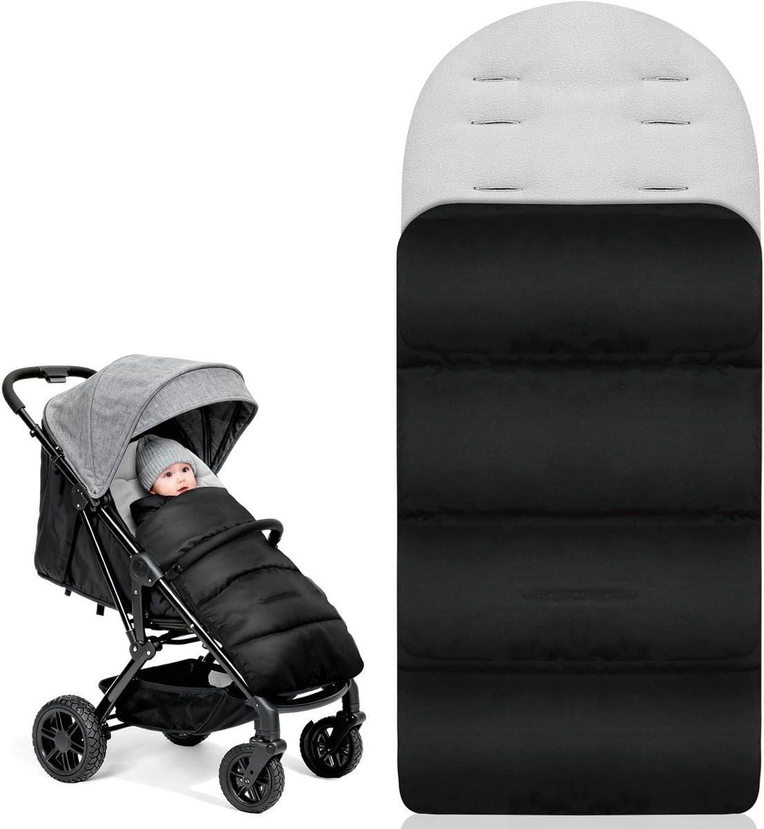 Voetenzak Kinderwagen - Babyslaapzak Wieg - Baby Warm Houden - Dubbele Ritssluiting - 84 x 40 cm - Grijs