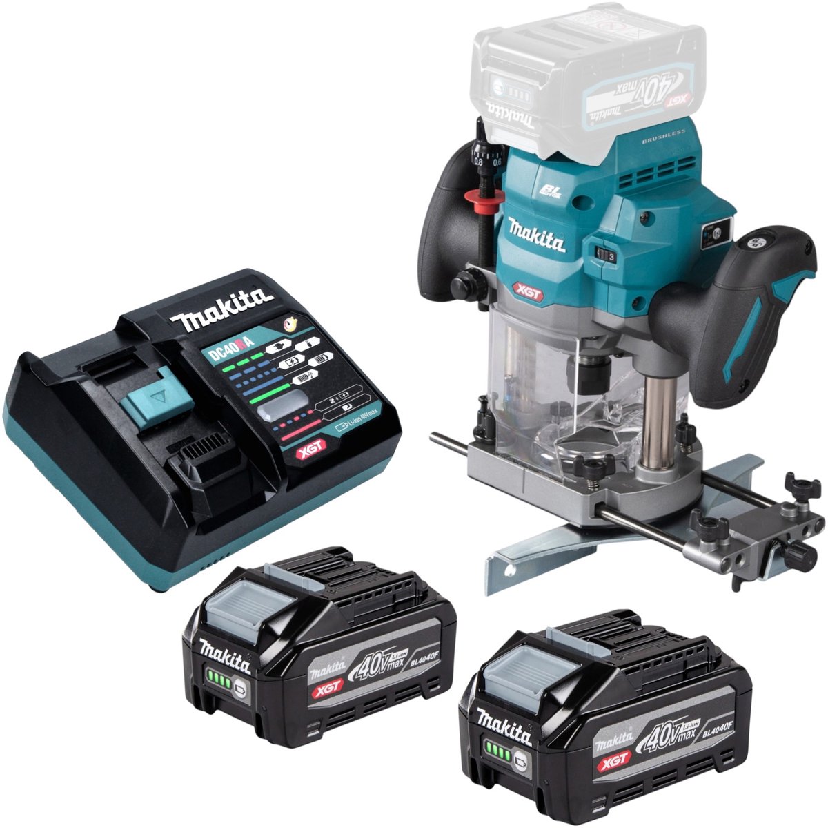 Makita RP 001 GZ Draadloze bovenfrees 40 V max. 12 mm Brushless Solo - zonder accu, zonder lader