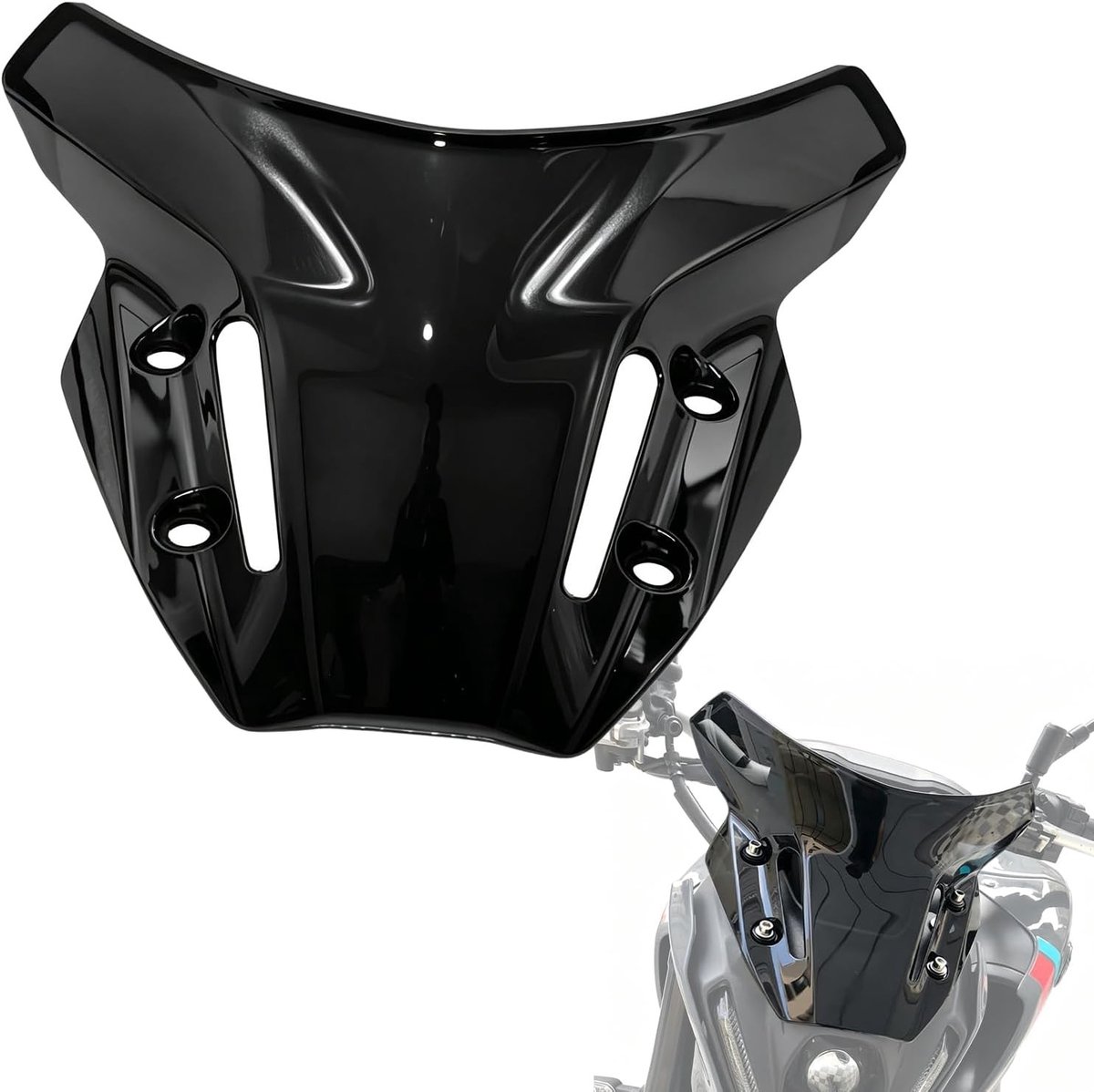 Motorfiets Windscherm met Bevestigingsbeugel - Accessoires voor MT-09 FZ-09 2021-2024, Zwart, Bescherming en Aerodynamica