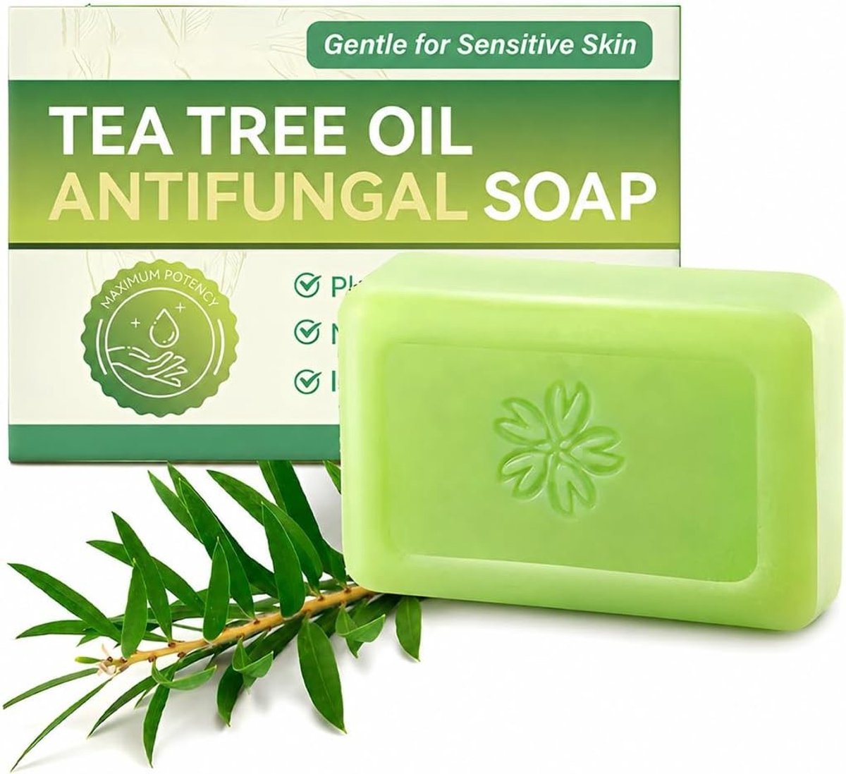 Natuurlijke Tea Tree Zeep met Zuiverende Eigenschappen, Reinigend voor Lichaam en Gezicht, Diep Vochtinbrengend en Zacht Reinigend voor een Frisse Gevoel