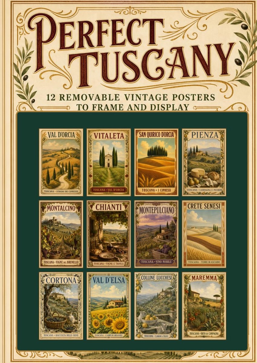 Perfect Tuscany: 12 Removable Vintage Posters to Frame and Display - ShopVlot