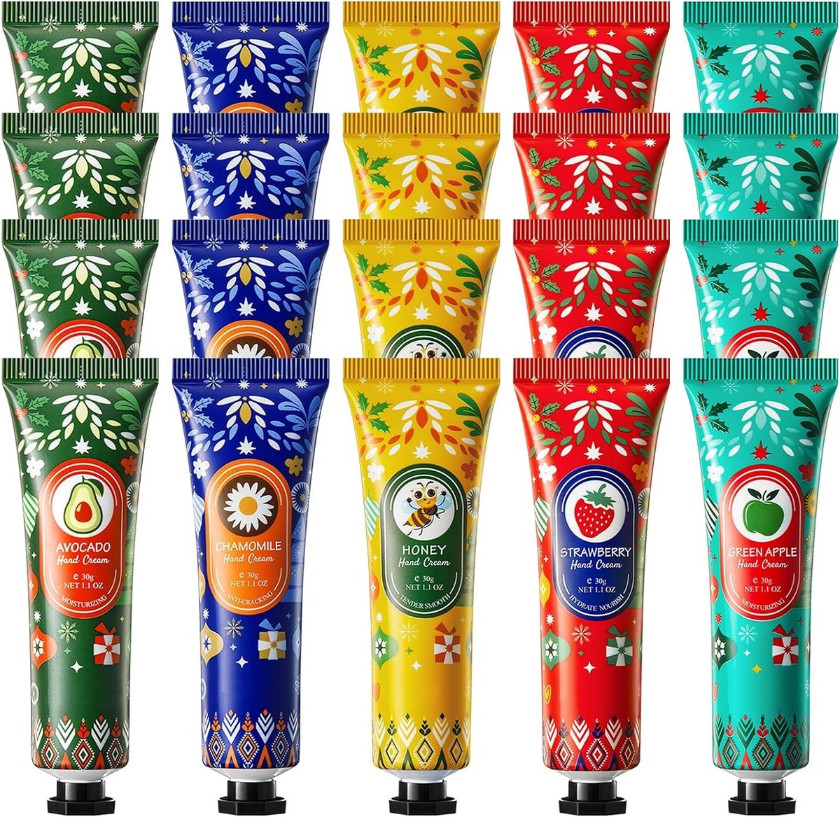 Set van 20 Mini Handcrèmes, Verzorgende Handlotion voor Droge Huid, Hydraterende Crème voor Collega's en Vriendinnen, Ideaal Cadeau, 30g