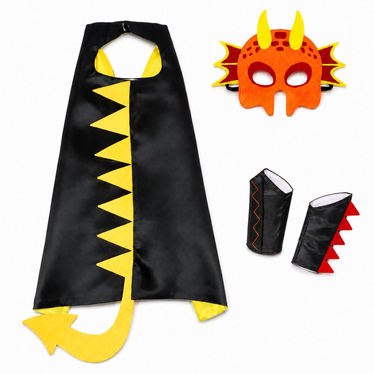 Jobber Toys Dino Pak - Dinosaurus Kostuum met Cape en Masker - Zwart