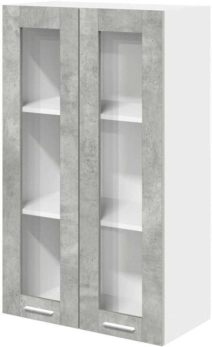 Keuken hangkast - Opbergkast keuken - Keuken organiseren - Gladde afwerking - 60 x 31 x 100 cm - Betongrijs
