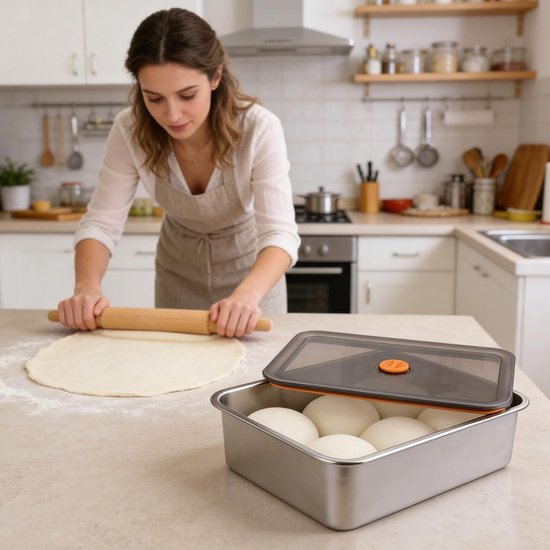 Pizza Deeg Fermentatie Box met Deksel - Lichtgewicht Voedselcontainer voor Deeg, Fruit, Salades en Vlees - 30 x 21 x 8.5 cm — afbeelding 3