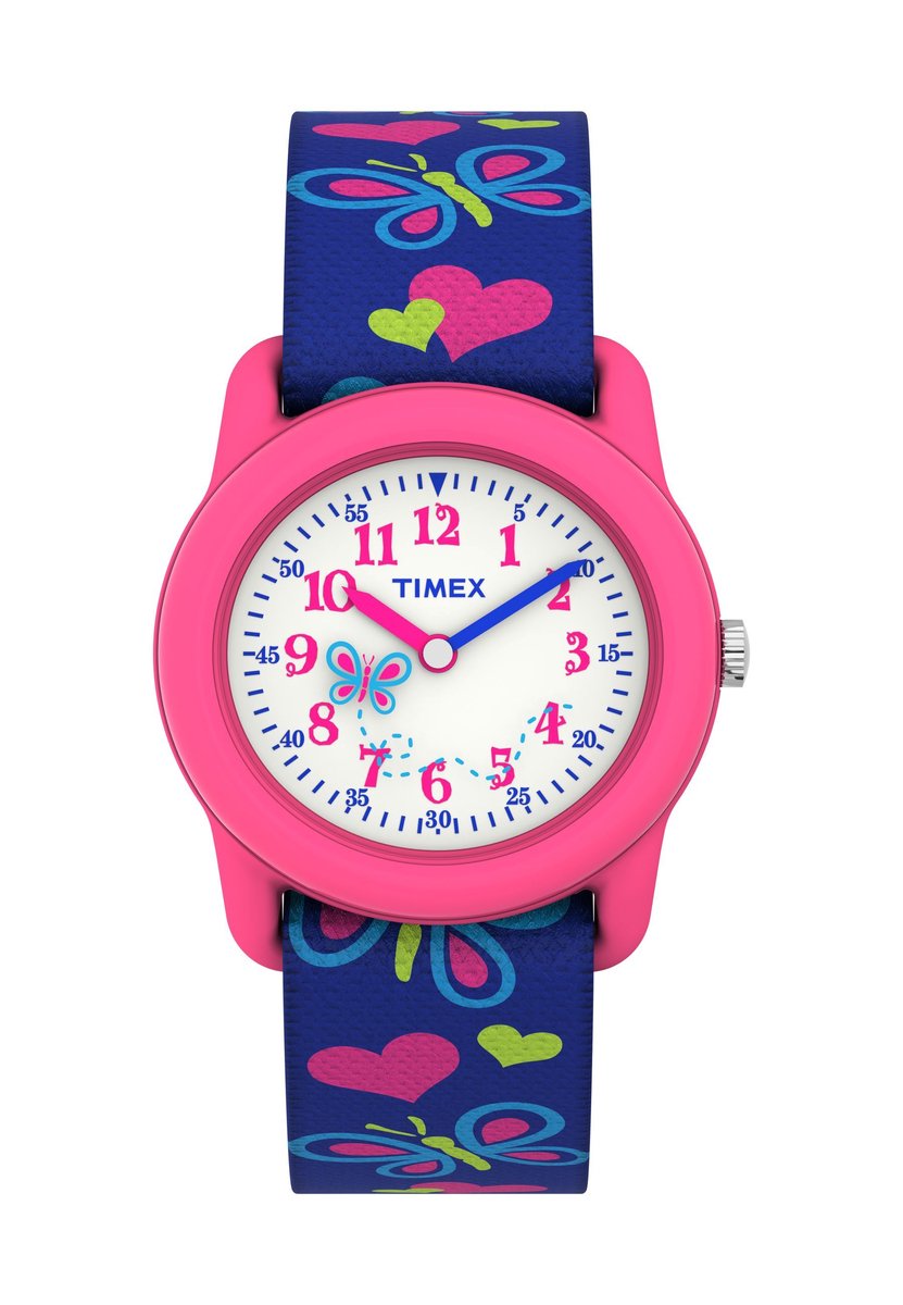 Timex Timex Time Machines Quartz Analoog Horloge Blauw En Roze Kast Gemaakt Van 100% Hars En Een Band Van 100% Elastische Stof 29 T781411O, T890011O, T890221O