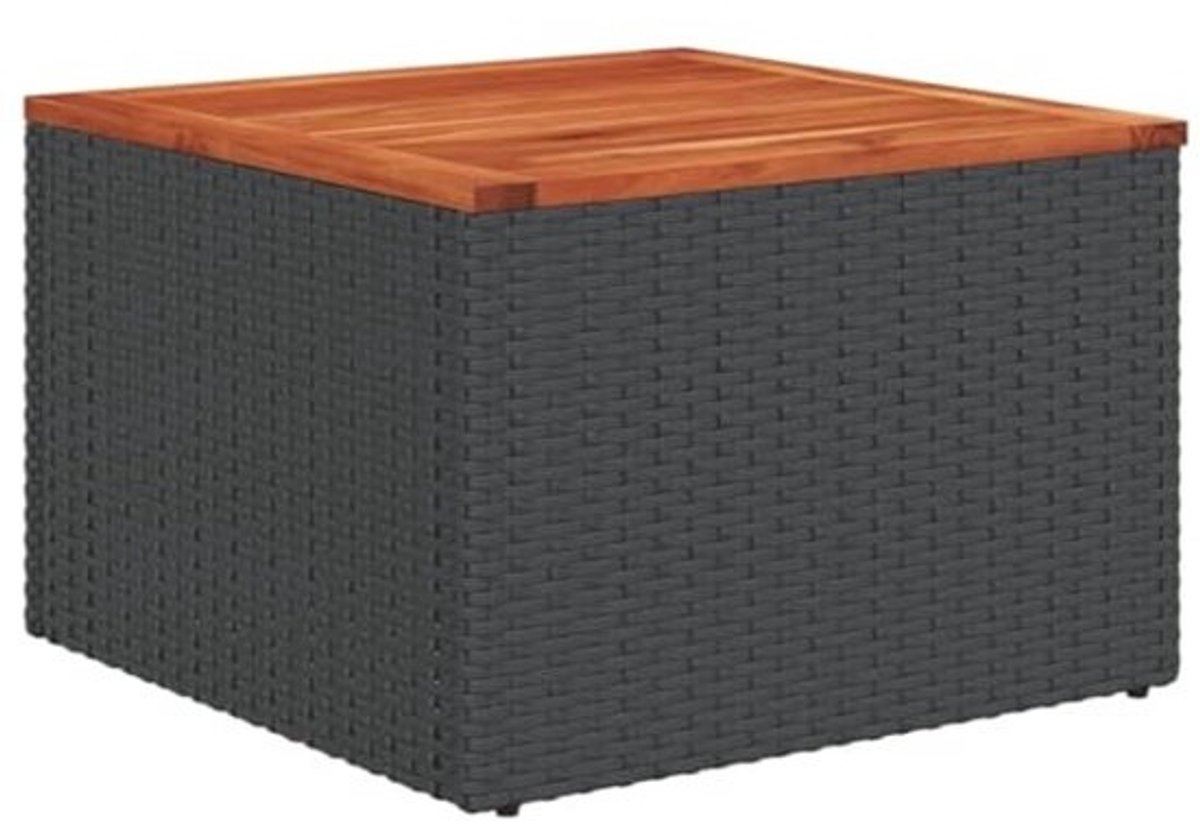 Tuintafel poly rattan en acaciahout 55x55x37cm - Tuin, Koffietafel, Buiten
