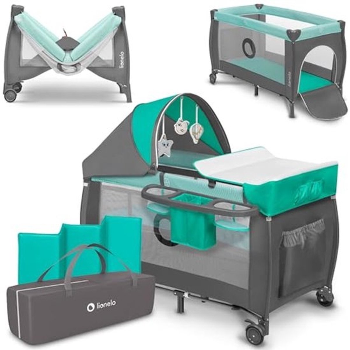 Reisbedje 4-in-1 voor Baby met Verschoontafel, Speelboog en Draagtas - Compact en Veilig voor Thuis en op Reis
