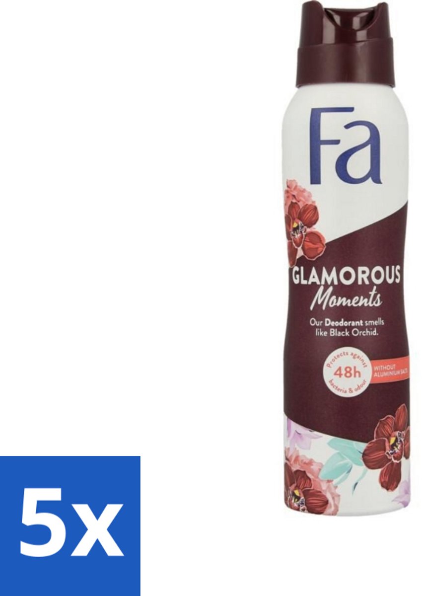 Fa - Glamorous Moments - Deodorant Spray - Zwarte Orchidee - 150 ml - Bulkverpakking - 5 stuks