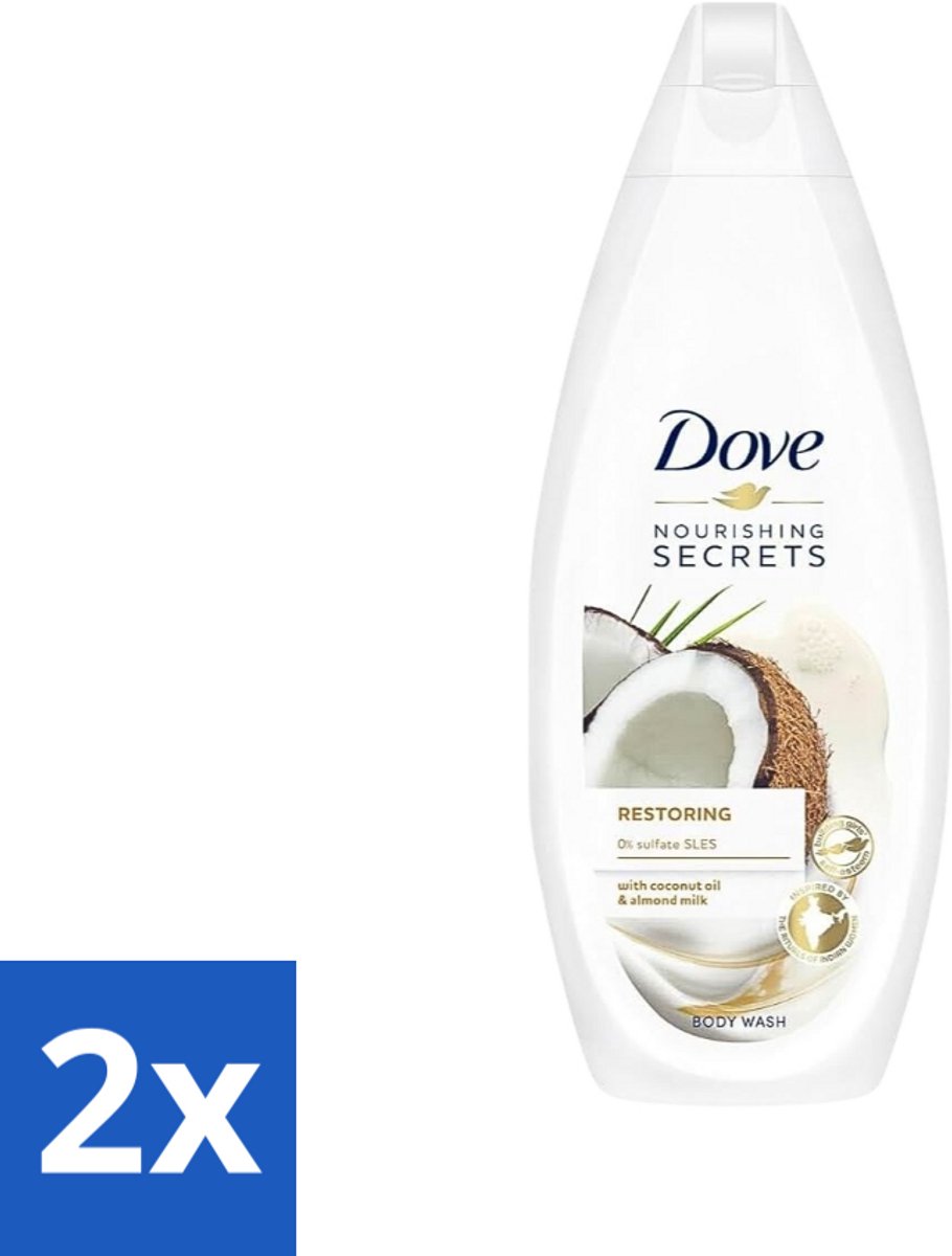 2 x Dove Nourishing Secrets - Douchegel - Kokosolie & Amandel melk - Sulfaatvrij - 250 ml - Douchegel - Kokosolie - Amandelmelk - Hydratatie - Sulfaatvrij