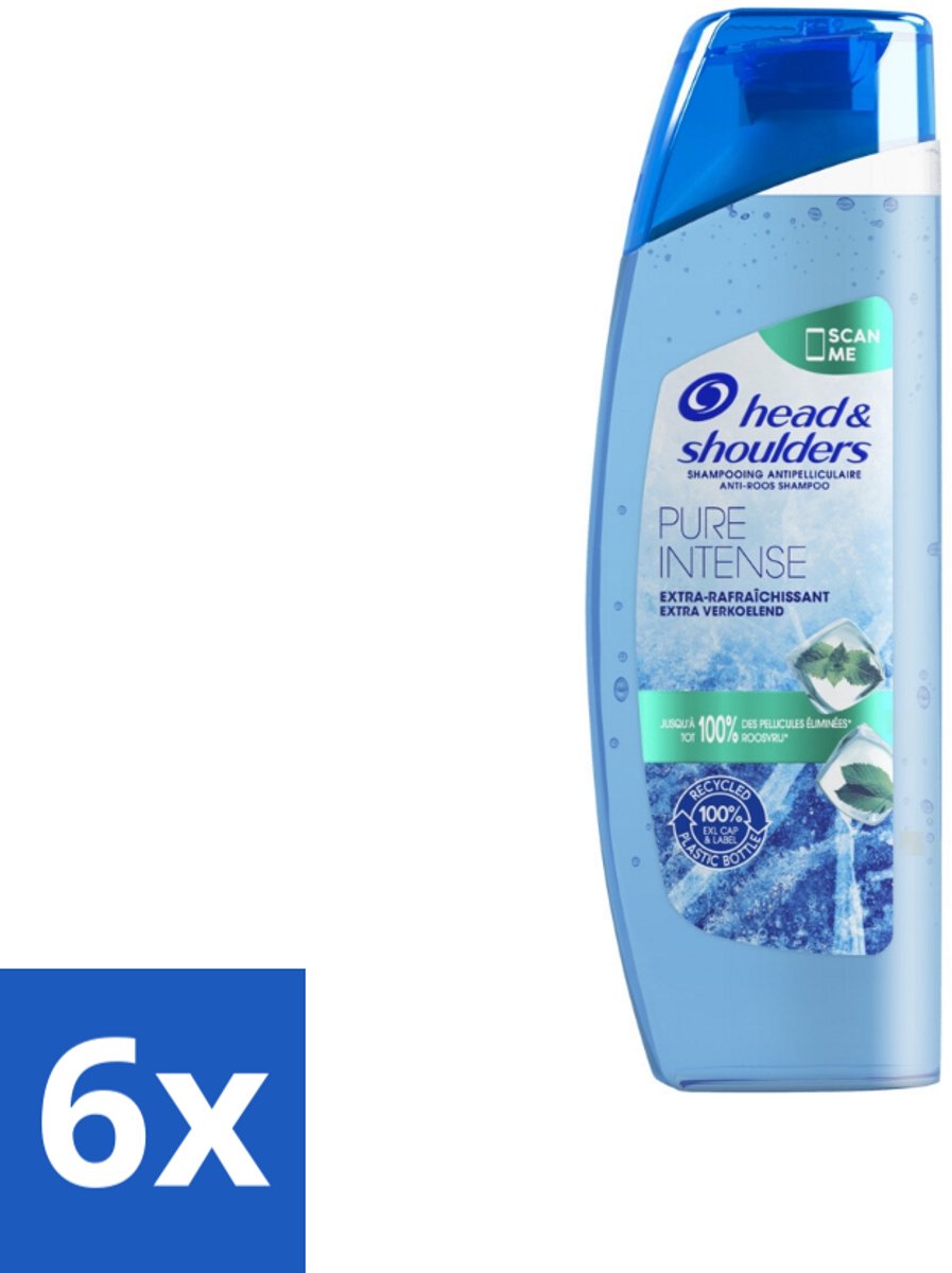 6 x Head & Shoulders - Anti-Roos Shampoo - Pure Intense - Extra Verkoelend - 250 ml - Roos Shampoo - Anti-roos Shampoo - Verkoelende Shampoo - Hoofdhuidverzorging - Hoofdhuidverfrissing
