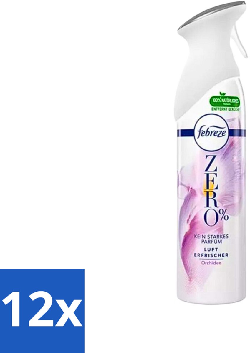 Febreze Spray - Zero % - Orchidee - Luchtverfrisser - 300ml - Voordeelverpakking - 12 stuks
